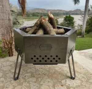 Asador en barril y fogata portátil